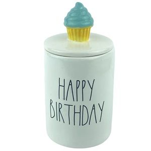 Rae Dunn Magenta Happy Birthday Cake Scented Candle Cupcake Topper Lid